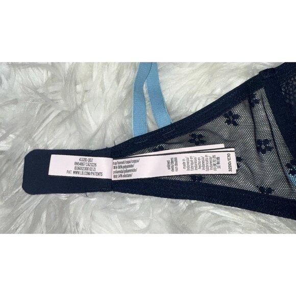 Victorias Secret Unlined Demi Bra Lace Semi Sheer Womens 32DD Blue New - Picture 7 of 7